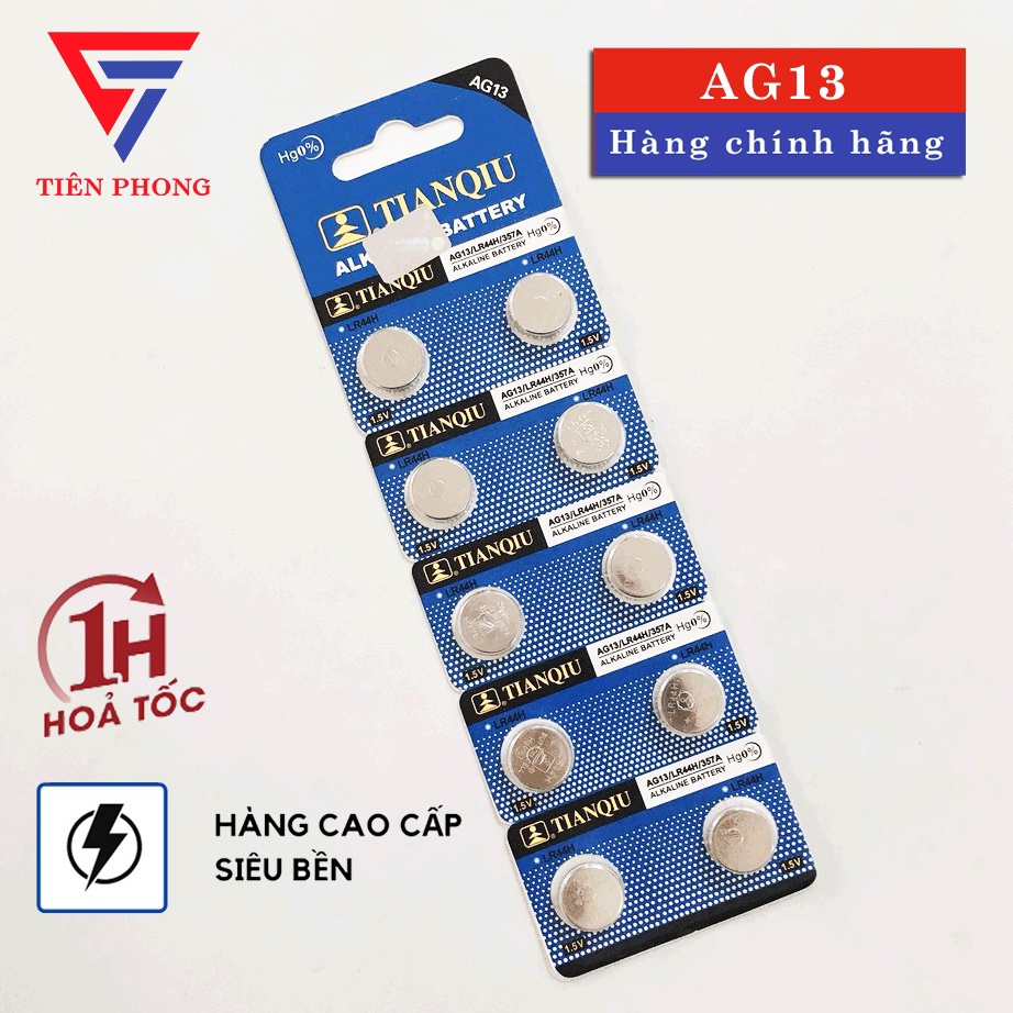 [LOẠI TỐT] Pin AG13 LR44 357 TianQiu VỈ 10 VIÊN chính hãng dùng cho ...