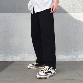 Quần Baggy Kaki Nam Nữ Ống Rộng-phong cách hàn quốc trơn màu đen và trắng kem