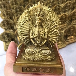 Tượng Phật Chuẩn Đề Nghìn Mắt Nghìn Tay 2 mặt Vật phẩm phong thuỷ bằng đồng