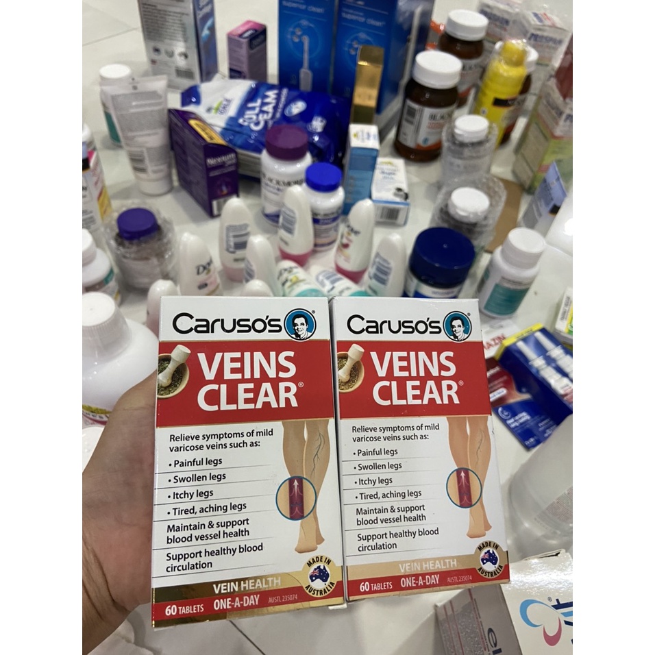 Viên uống giảm suy giãn tĩnh mạch Caruso’s Veins Clear 60 viên, mẫu mới ...