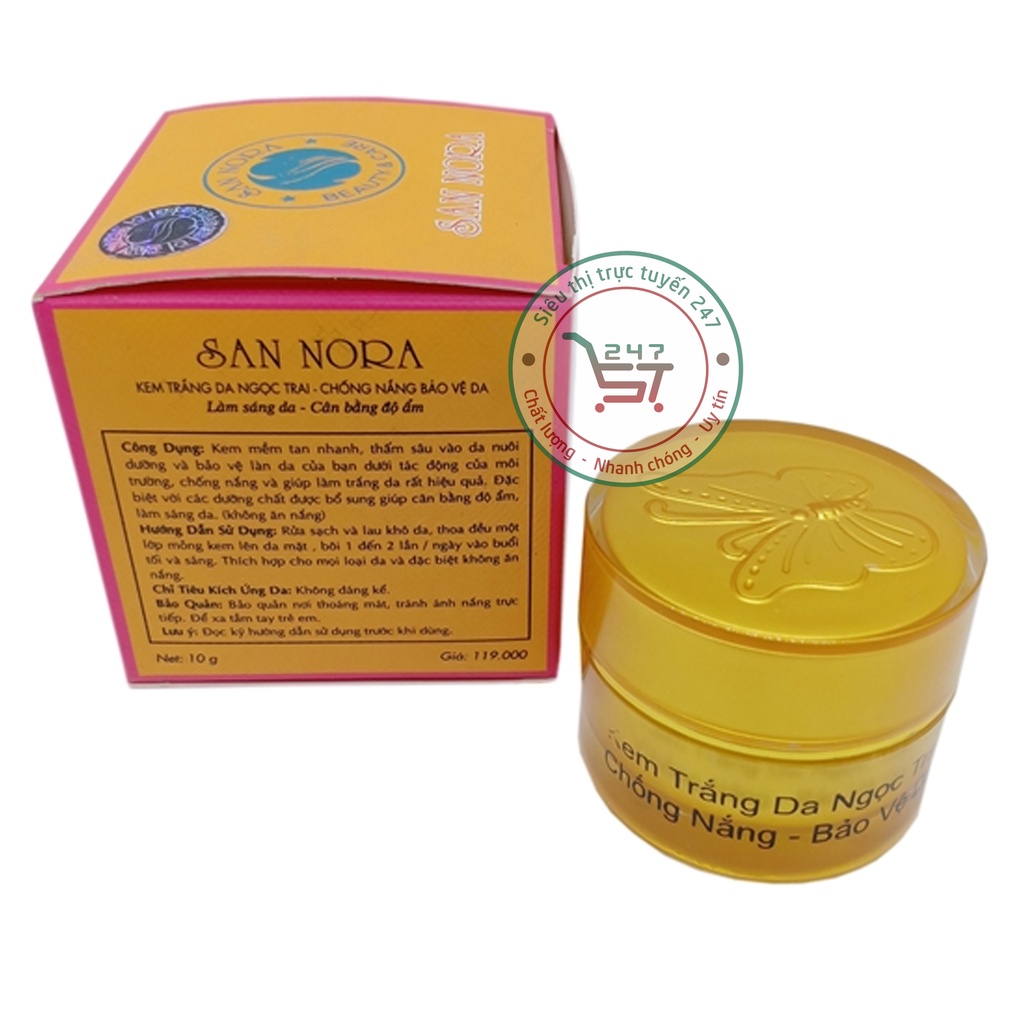 Kem dưỡng Trắng da mặt Sáng da Cân bằng độ ẩm Chống nắng San Nora 10g 18g (cam-hồng)