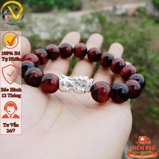 Vòng tay phong thủy đá mắt hổ đỏ nâu - Vòng phong thủy mệnh hỏa may mắn tài lộc - bảo hành 12 tháng