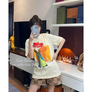 Áo Phông Mũ Ngắn Tay Cổ Tròn Áo Thun Nữ Freesize