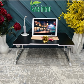 Bàn học thông minh Green interior, bàn làm việc chân thép xếp gọn có cốc để ly tiện lợi MÀU ĐEN VÂN GỖ TĐ