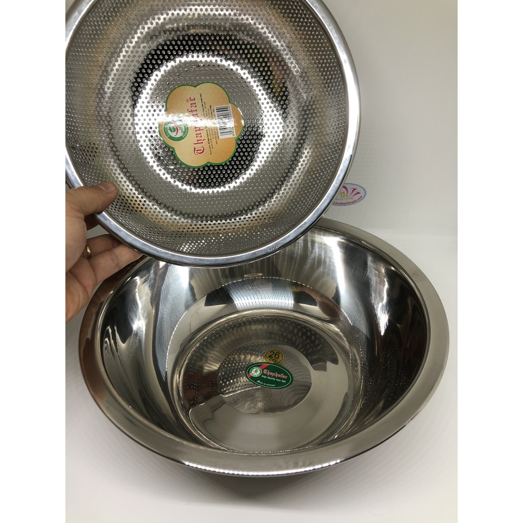 [Tem Xanh] Bộ thau rổ inox 304 cao cấp loại 1 Thành Phát sản xuất tại ...