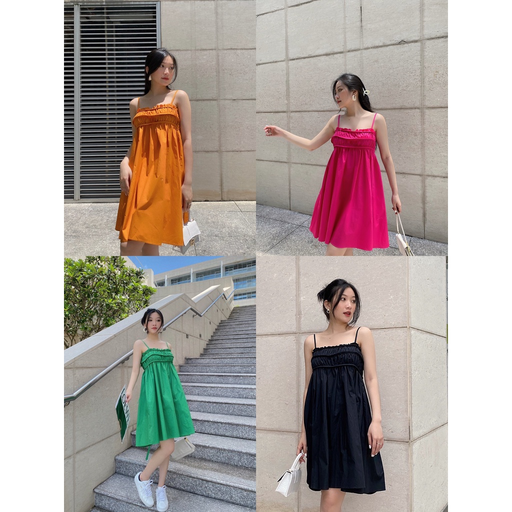ĐẦM HAI DÂY NHIỀU MÀU NHÚN NGỰC XINH XẮN - HARLEY DRESS
