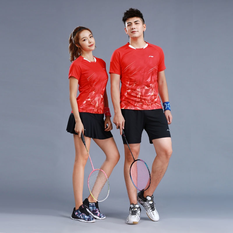 Li Ning Bộ Đồng Phục Thể Thao Cầu Lông Tay Ngắn Cổ Tròn Nhanh Khô Cho Nam Và Nữ