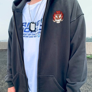 Áo khoác Hoodie nỉ có khoá kéo mũ trùm đầu to in hình sư tử cá tính