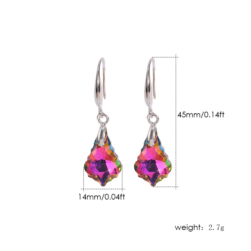 Ảnh Khuyên tai Pinkdudu PD428 dáng dài hình chiếc lá đính đá pha lê thời trang đơn giản cho nữ 1