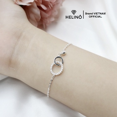 Ảnh Lắc tay bạc nữ HELINO 2 vòng tròn đính đá, trang sức phụ kiện circle lấp lánh V04 4