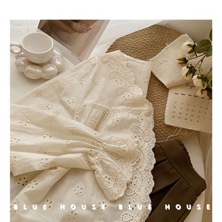 Áo Nữ Tay Dài Cổ Chữ V Phối Ren Phong Cách Hàn Quốc Baju Baju Wanita Lengan Panjang