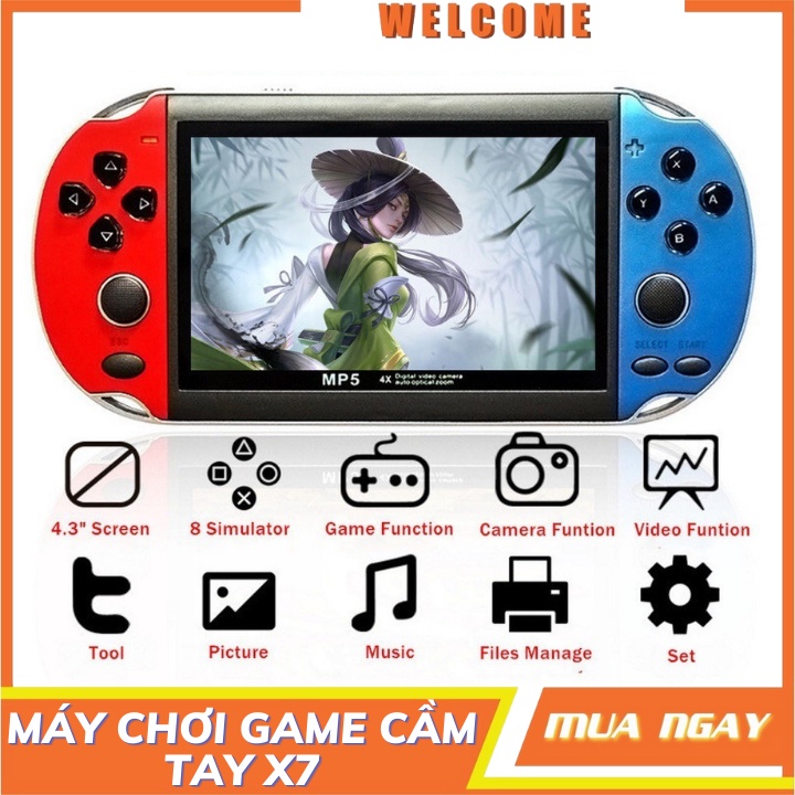 Máy chơi game cầm tay X7 màn hình 4.3 inch 8gb - 900 game , chơi 