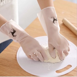 Găng Tay Cao Su Rửa Bát Con Hươu Ngắn, Găng Tay Siêu Dai Làm Bếp Cam Homeware