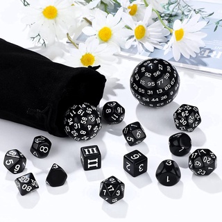 Bộ 15 Viên Xúc Xắc Hoàn Chỉnh Polyhedral DND D3-D100 Hình Cầu RPG 100 Mặt Dùng Để Chơi Game
