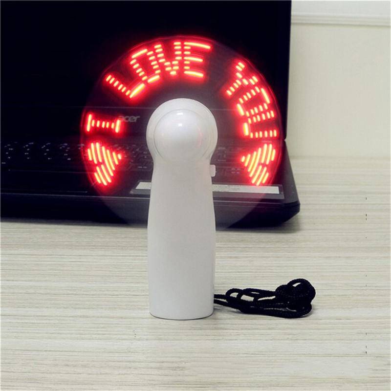 quat usb mini cam tay co den led phat sang chu i love you de ban tien dung