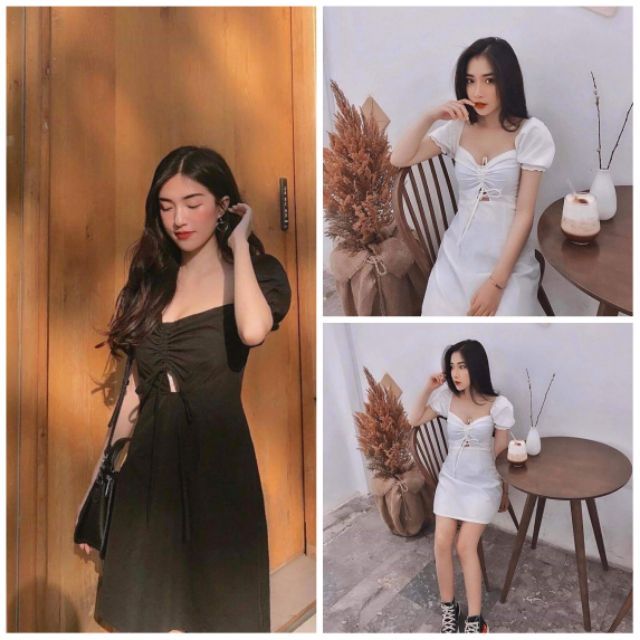 ĐẦM TRẮNG RÚT NGỰC TÔN VÒNG 1 KIKAN DRESS
