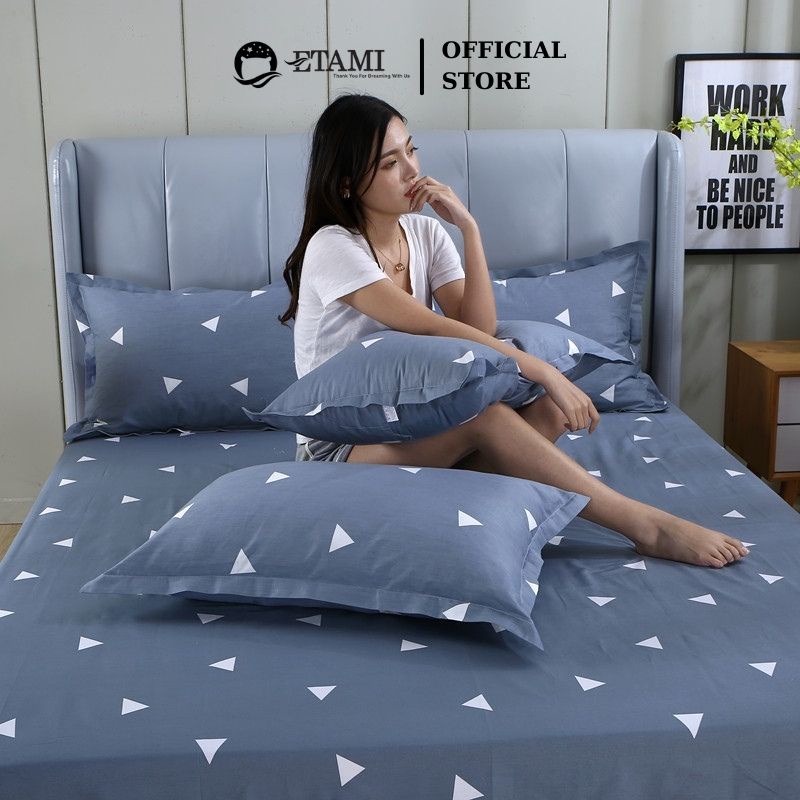 Ảnh Vỏ gối nằm cotton ETAMI tam giác ghi 45x65 thiết kế mềm mịn 2