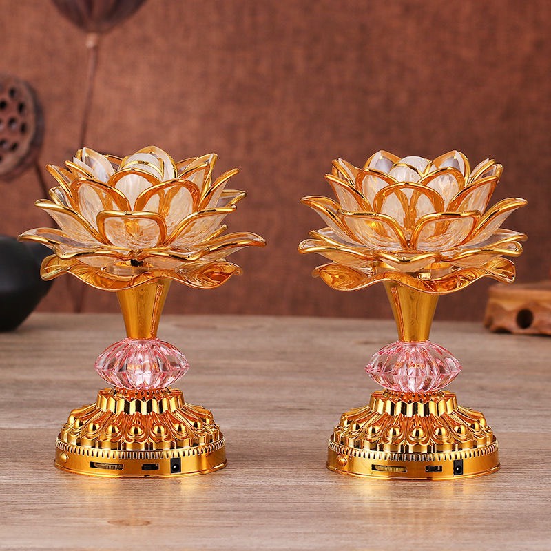 Đèn hoa sen nhựa có nhạc kinh kèm sạc ( Đồ thờ cung )- phật giáo tường thuận