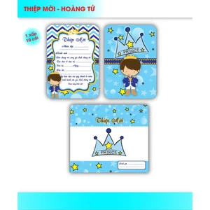 THIỆP MỜI SINH NHẬT HOÀNG TỬ-SET 10 THIỆP 20K