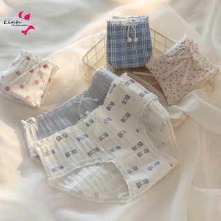 Quần lót nữ cotton hoa nhí  đính nơ viền ren ngọt ngào 128 Phương Linh Underwear