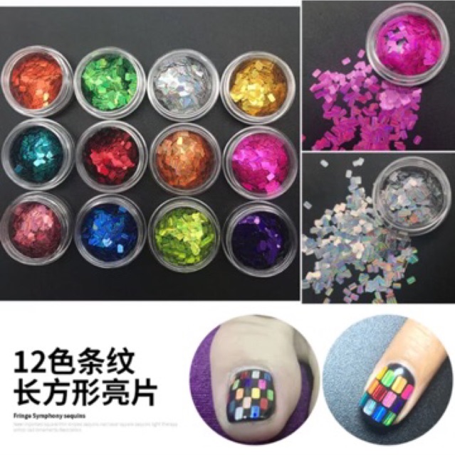 Set 12 hũ nhũ lá hình chữ nhật đa sắc