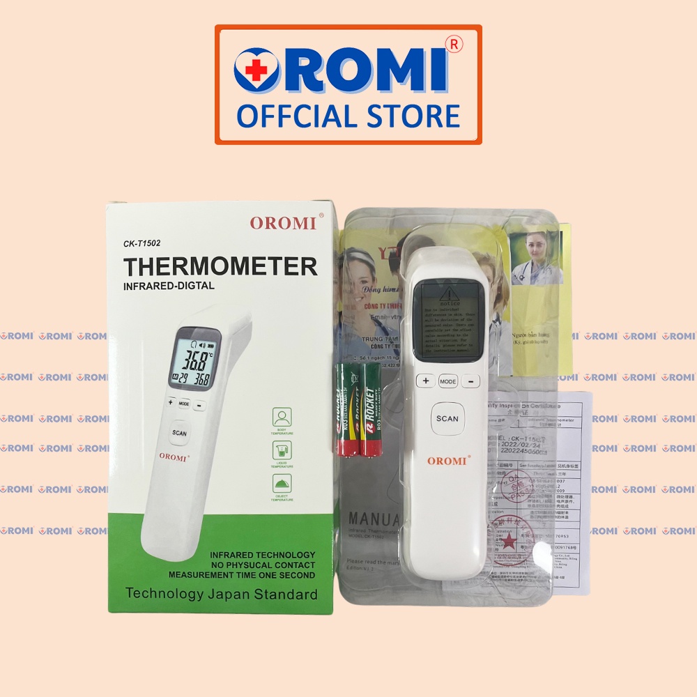 Nhiệt kế điện tử hồng ngoại OROMI CK-T1502 - Bảo hành chính hãng