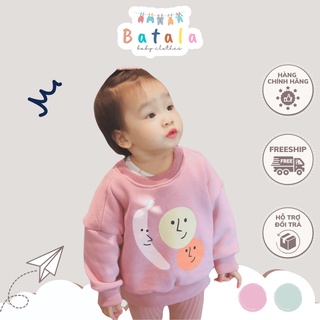 Áo nỉ hoodie trẻ em BATALA KIDS, áo nỉ cho bé gái hồng in hình họa tiết họa tiết dày dặn cho bé từ 9-25kg