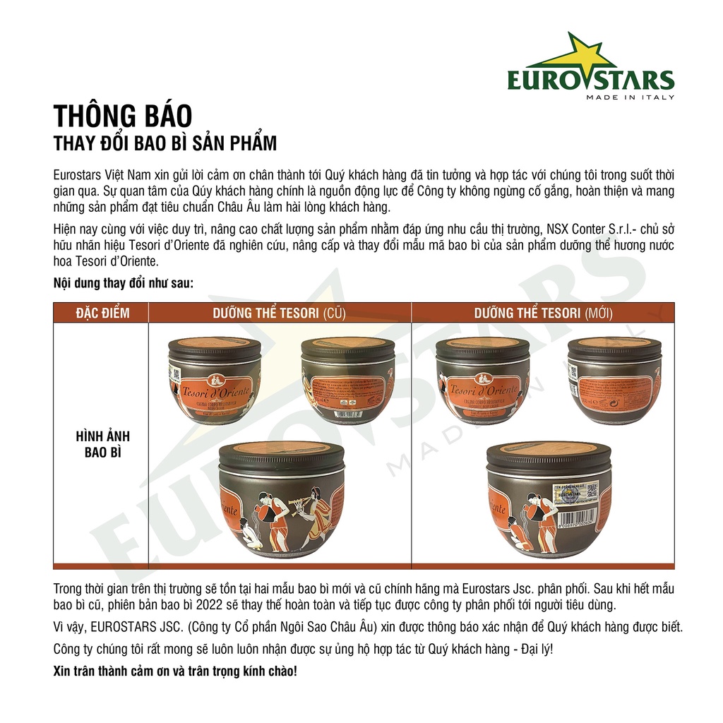 Ảnh Combo Sữa Tắm Nước hoa Tesori 500ml và Kem Dưỡng Thể 300gr Tesori D'Oriente Ý chính hãng 3