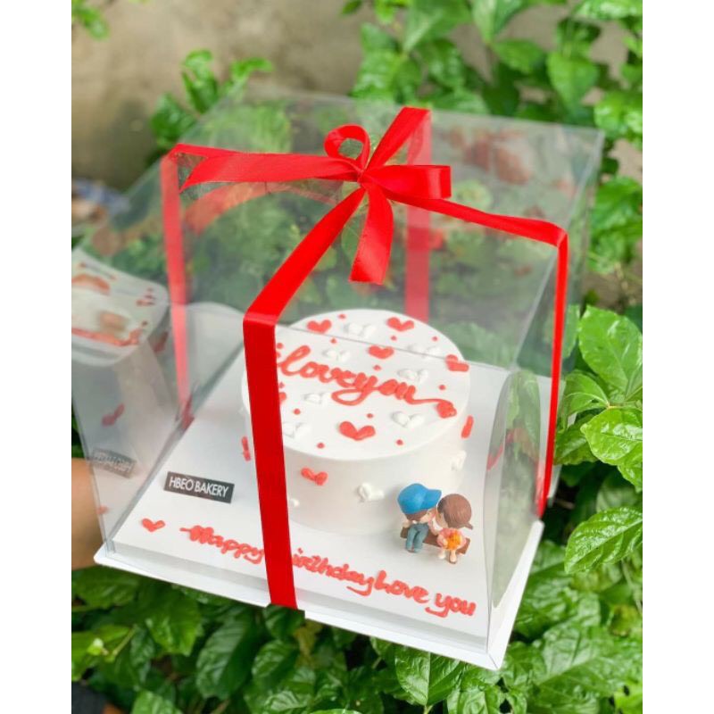 Hộp Bánh Kem Trong Suốt Kèm Dây Ruy Băng Màu Ngẫu Nhiên - BBTC