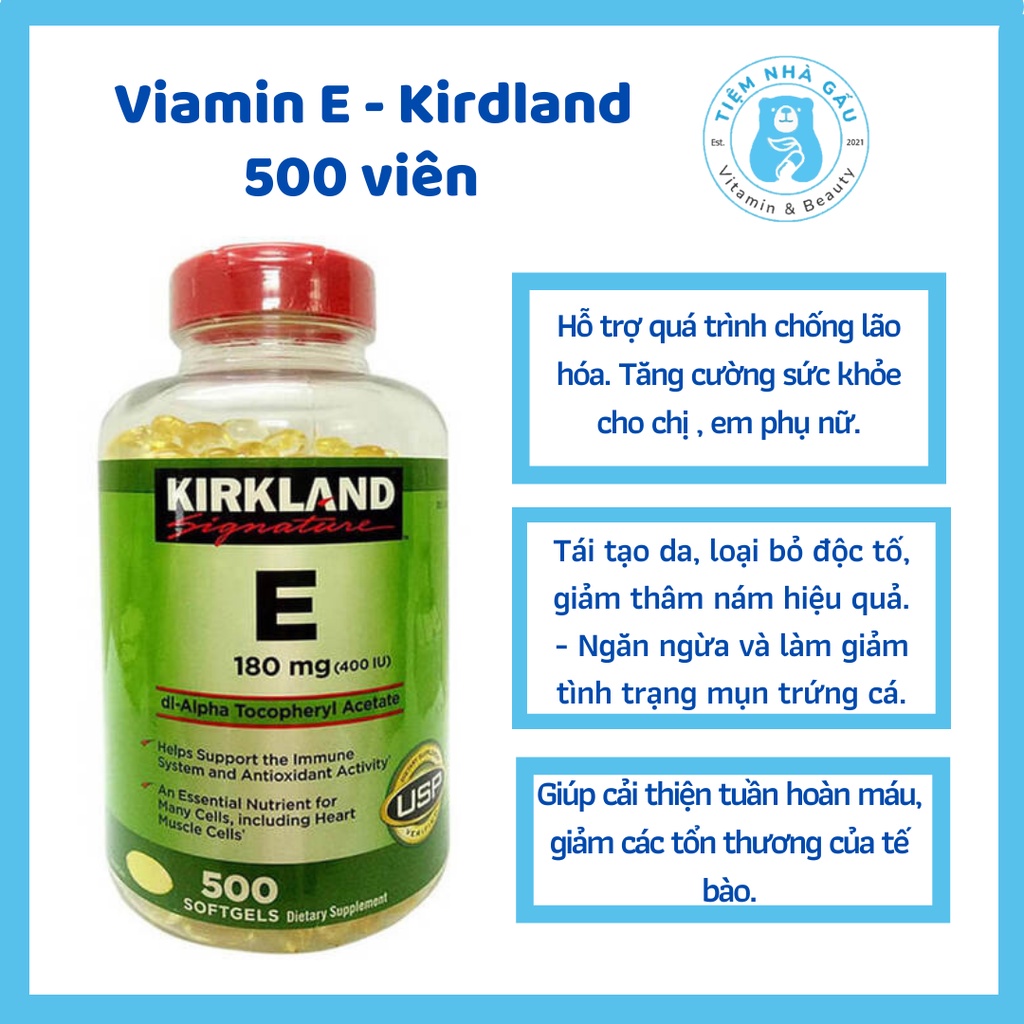 [500 viên] Vitamin E Kirkland Signature 400 IU Shopee Việt Nam