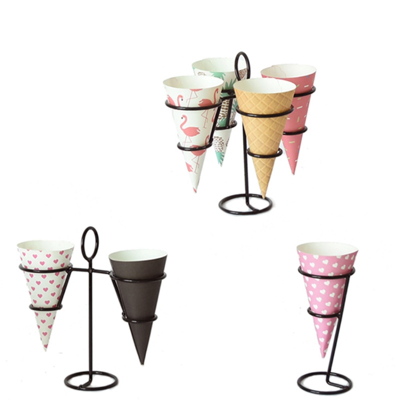 Giá đỡ kem ốc quế cupcake đá bào sushi bỏng ngô bằng sắt màu đen