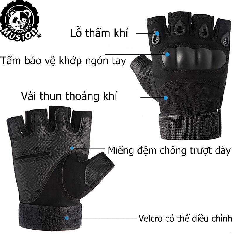 Găng tay thể thao hở ngón chống trượt đa năng tiện dụng