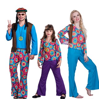 Bộ Đồ Hóa Trang Halloween Phong Cách Hippie Thập Niên 70 Dành Cho Nam Và Nữ