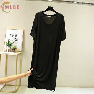 Đầm ngủ mềm mại cho phụ nữ, cổ chữ V, thiết kế trơn, phù hợp mùa hè size L-2XL