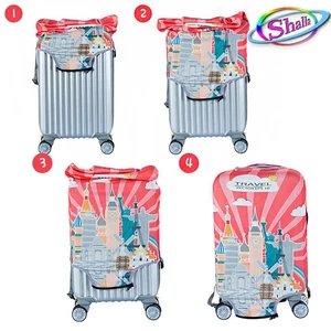 Áo vỏ bọc vali - Vải trùm vali co giản 3d in hình london 20-24 inch Shalla
