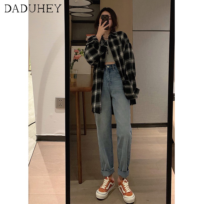 Ảnh Daduhey Quần jean nữ ống rộng cạp cao cá tính thời trang mùa thu 3