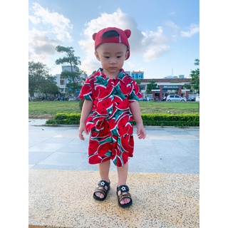 Đồ bộ em bé vải kate mẫu dưa hấu