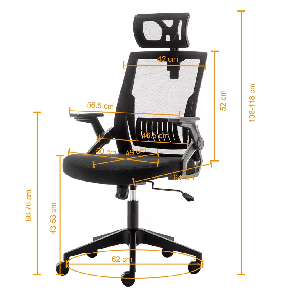 Manson Ergonomic Ghế Xoay Văn Phòng Thiết Kế Công Thái Học Tay Gập - Màu Trắng, Đen, Xám