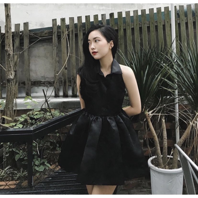 Áo kiểu nữ hở lưng hai màu trắng đen sang chảnh - Ladies Top