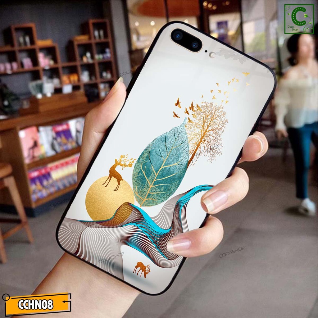 Ốp lưng iphone mặt kính cao cấp - Lá kim tiền may mắn cùng non sông  - 6/6plus/6s/6splus/7/7plus/8/8plus/x/.....