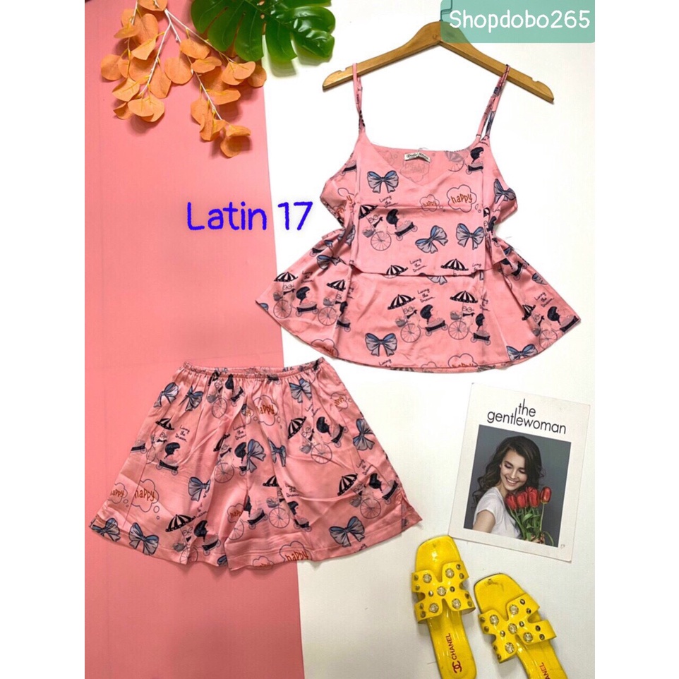 Đồ bộ nữ,đồ ngủ mặc nhà nữ đùi tầng vải latin cao cấp BN 46 họa tiết dễ thương size 45-57kg