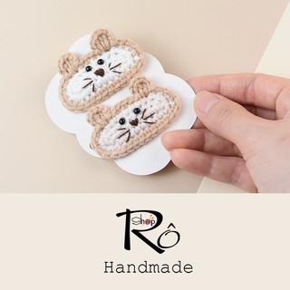 Kẹp tóc con chuột hamster bear cho nữ và bé gái dễ thương 5cm |Cặp tóc mái len |Shop Rô Handmade