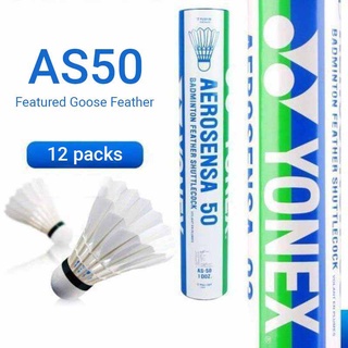 Yonex Aerosensa 50 Badminton Feather Racket Shuttlecock 12 PCS White NWT AS-50