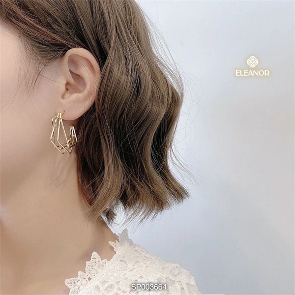 Bông tai nữ chuôi bạc 925 Eleanor Accessories viền vuông cá tính phụ kiện trang sức khuyên tai 3664