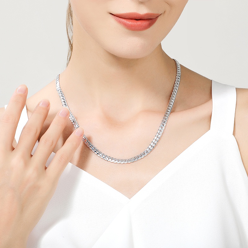 Urmylady S925 Bạc 6mm Full Sideways Vòng Cổ 8 / 18 / 20 / 24 Inch Dây Xích Dành Cho Nữ Thời Trang Cưới Đính Hôn Trang Sức