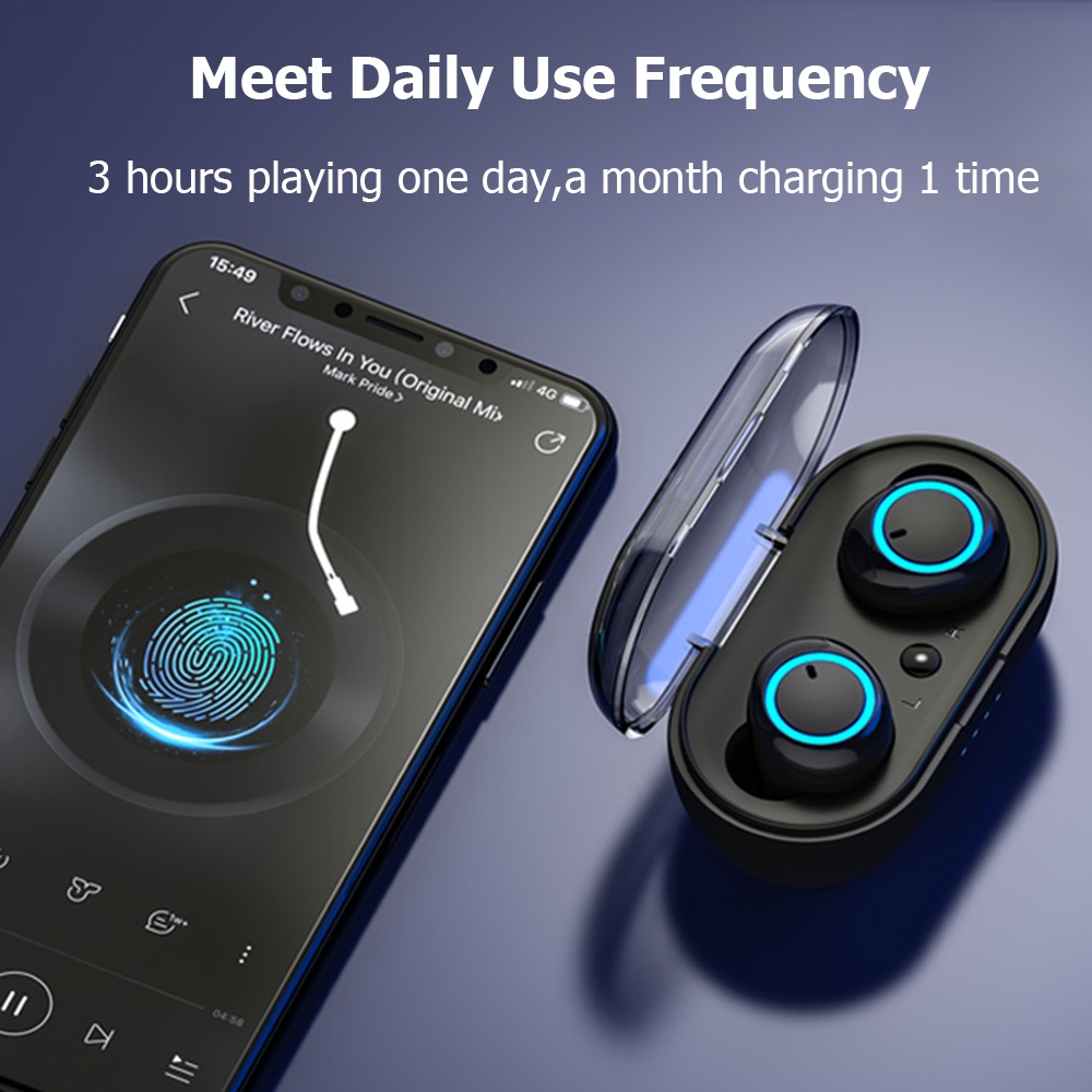 Ảnh Tai nghe không dây Vitog Y50 TWS 9D Bluetooth chống nước có micro phong cách thể thao 3