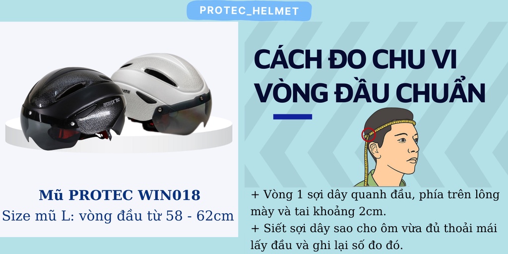 Mô tả Nón bảo hiểm xe đạp có kính Protec Win 018, tiêu chuẩn châu âu, kính mát, chống tia UV - 2