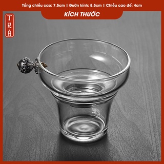 Lọc trà thủy tinh có nút bạc, hàng cao cấp, thủy tinh chịu nhiệt dày