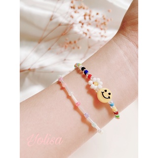 Vòng tay hạt cườm hoa Daisy và mặt cười