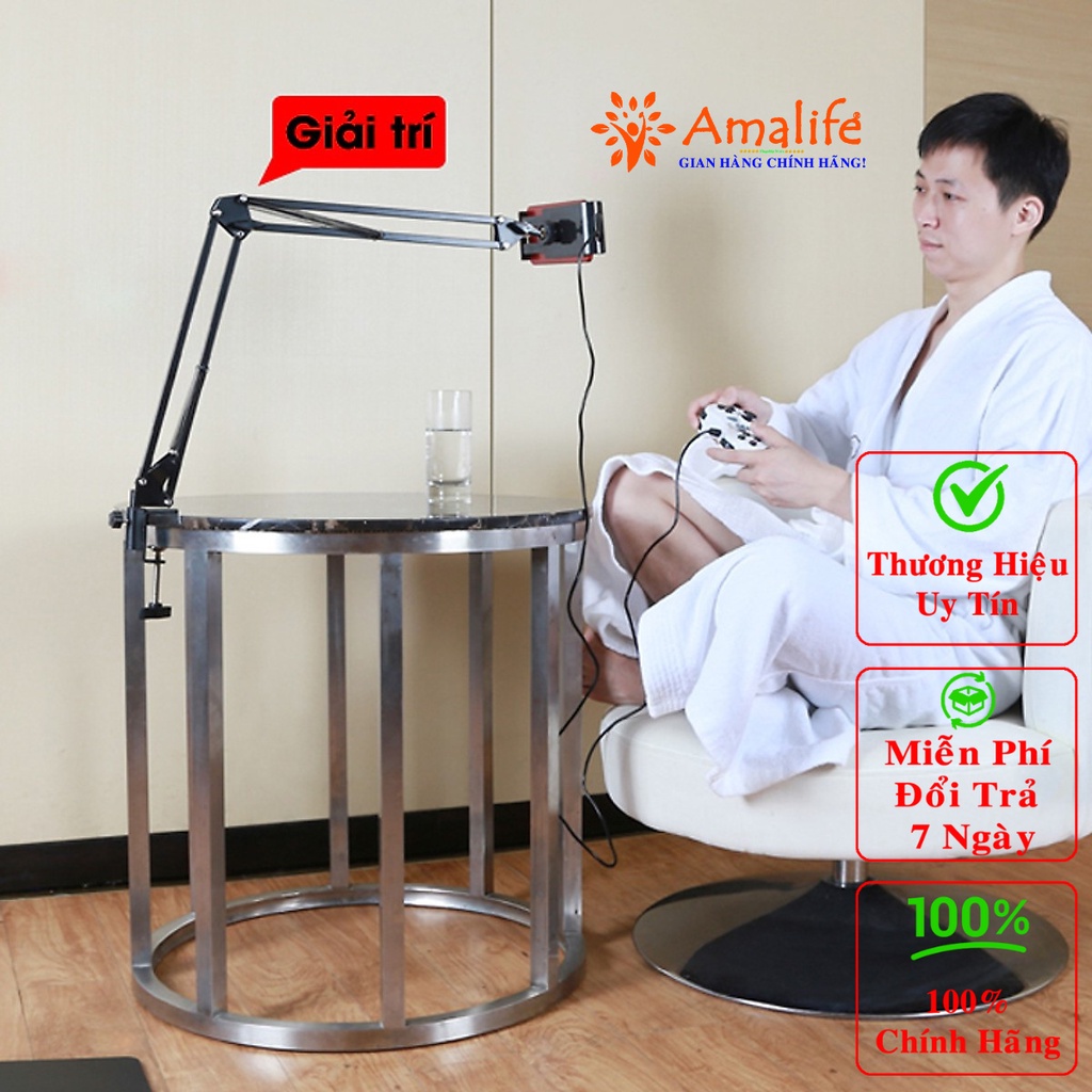 Mô tả Giá Đỡ Điện Thoại, Máy Tính Bảng 12 - 18cm, Ipad Xem Phim Lướt Web Livetream Kẹp Đầu Giường, Kẹp Bàn Chính Hãng Amalife - 1